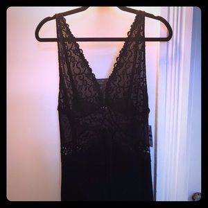 INC Black Lace Cut Out Chemise
